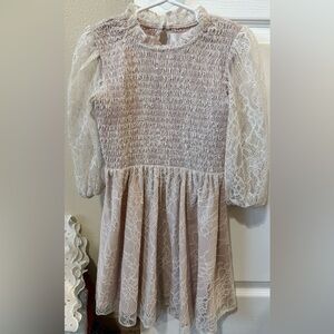 Rachel Parcell Cream Blush Lace Smocked Waist Dress
